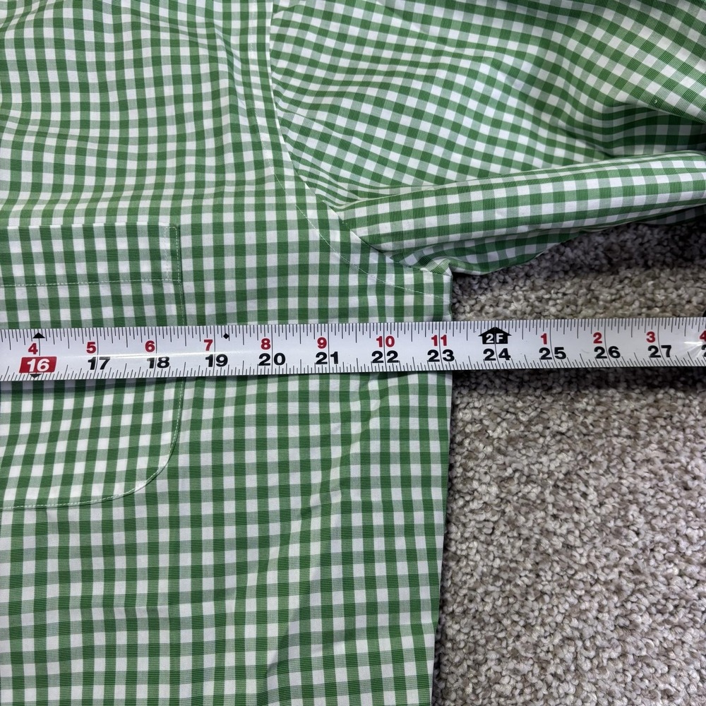 Brooks Brothers Shirt Mens 16.5 Green Gingham Slim Fit Long Sleeve Non Iron - Picture 5 of 7